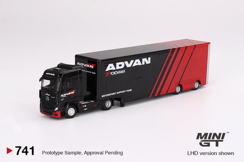 Mini GT 1:64 Mercedes-Benz Actros w/ Racing Transporter “ADVAN”