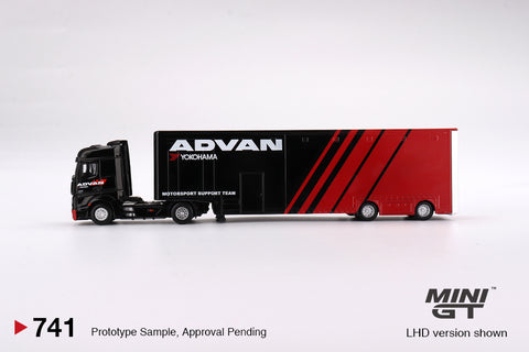 Mini GT 1:64 Mercedes-Benz Actros w/ Racing Transporter “ADVAN”