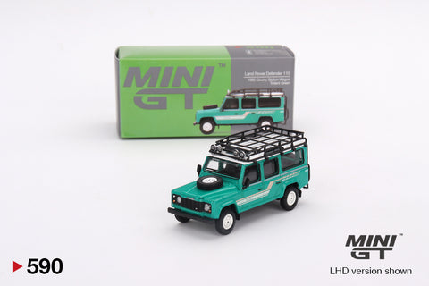 Mini GT 1:64 Land Rover Defender 110 1985 Station Wagon Green